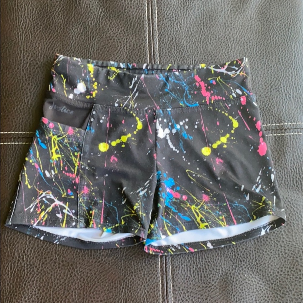 Justice black paint splatter shorts!